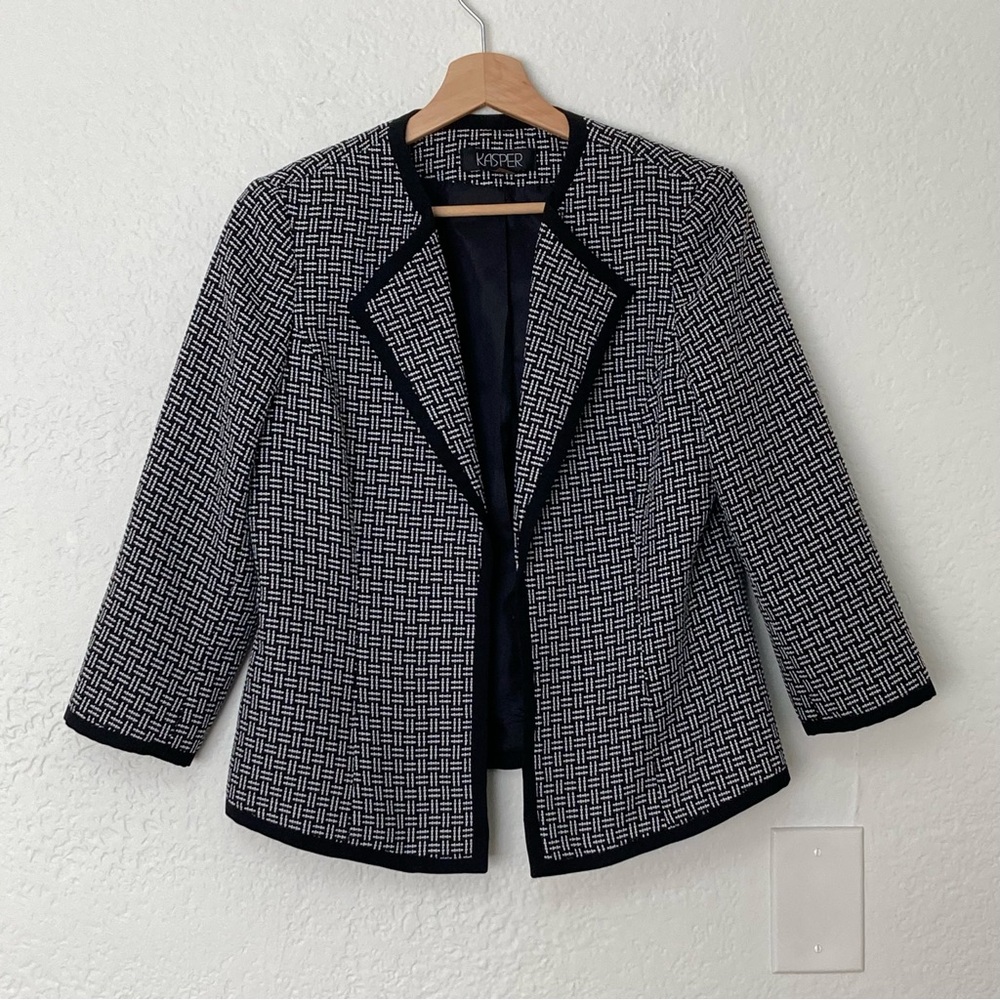 Kasper Black‎ White Patterned Sports Coat Blazer, Size 6